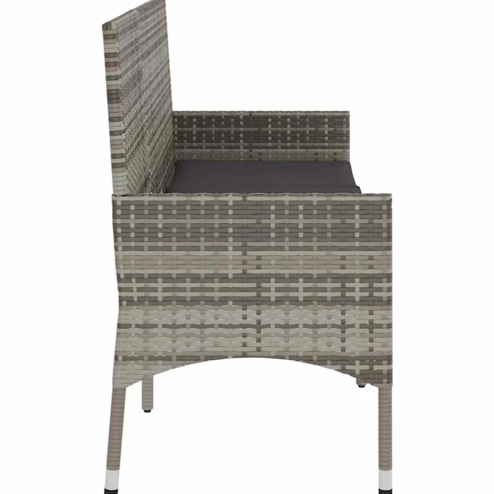 vidaXL Tuinbank 3-zits met kussens poly rattan grijs