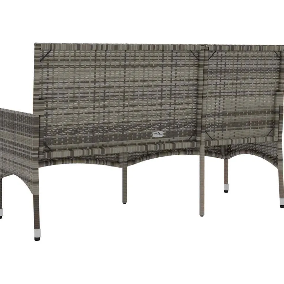 vidaXL Tuinbank 3-zits met kussens poly rattan grijs