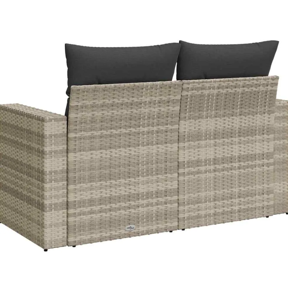 vidaXL Tuinbank 2-zits met kussens poly rattan lichtgrijs