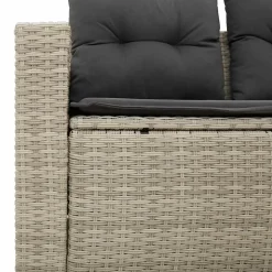 vidaXL Tuinbank 2-zits met kussens poly rattan lichtgrijs