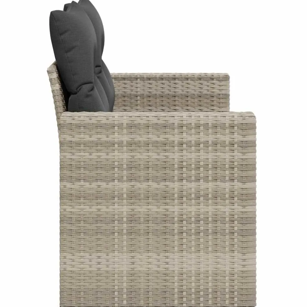 vidaXL Tuinbank 2-zits met kussens poly rattan lichtgrijs