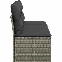 vidaXL Tuinbank 3-zits met kussens poly rattan grijs