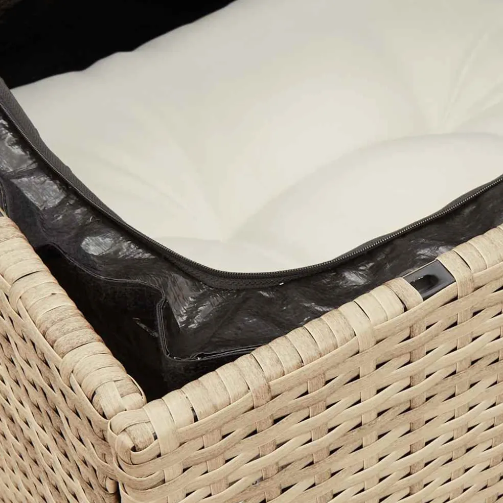 vidaXL Tuinbank 3-zits met kussens poly rattan beige
