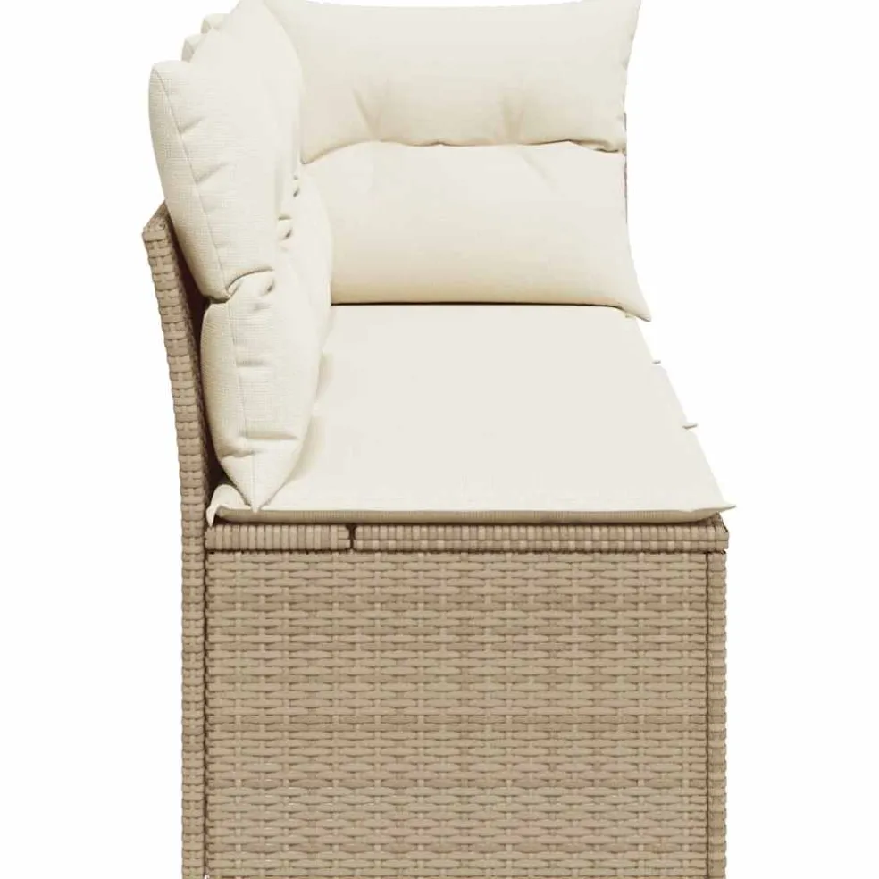 vidaXL Tuinbank 3-zits met kussens poly rattan beige