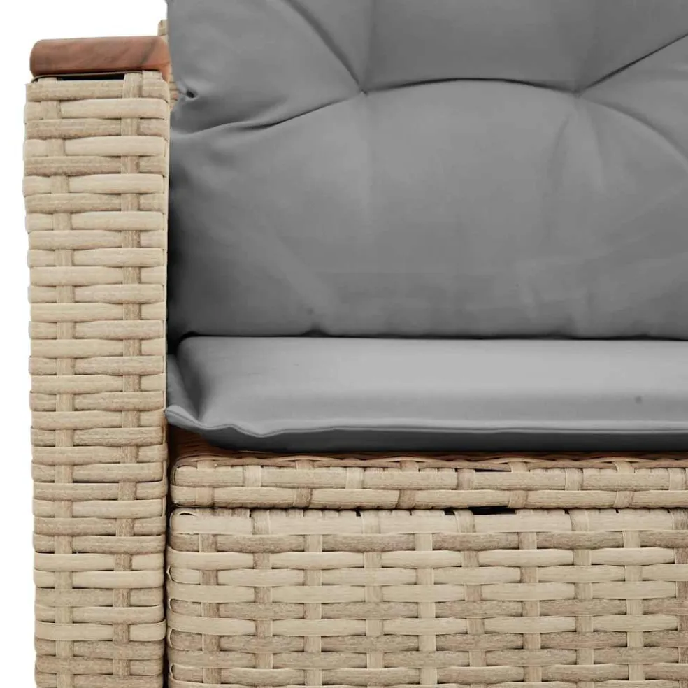 vidaXL Tuinbank 2-zits met kussens poly rattan beige