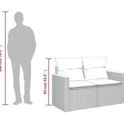 vidaXL Tuinbank 2-zits met kussens poly rattan beige