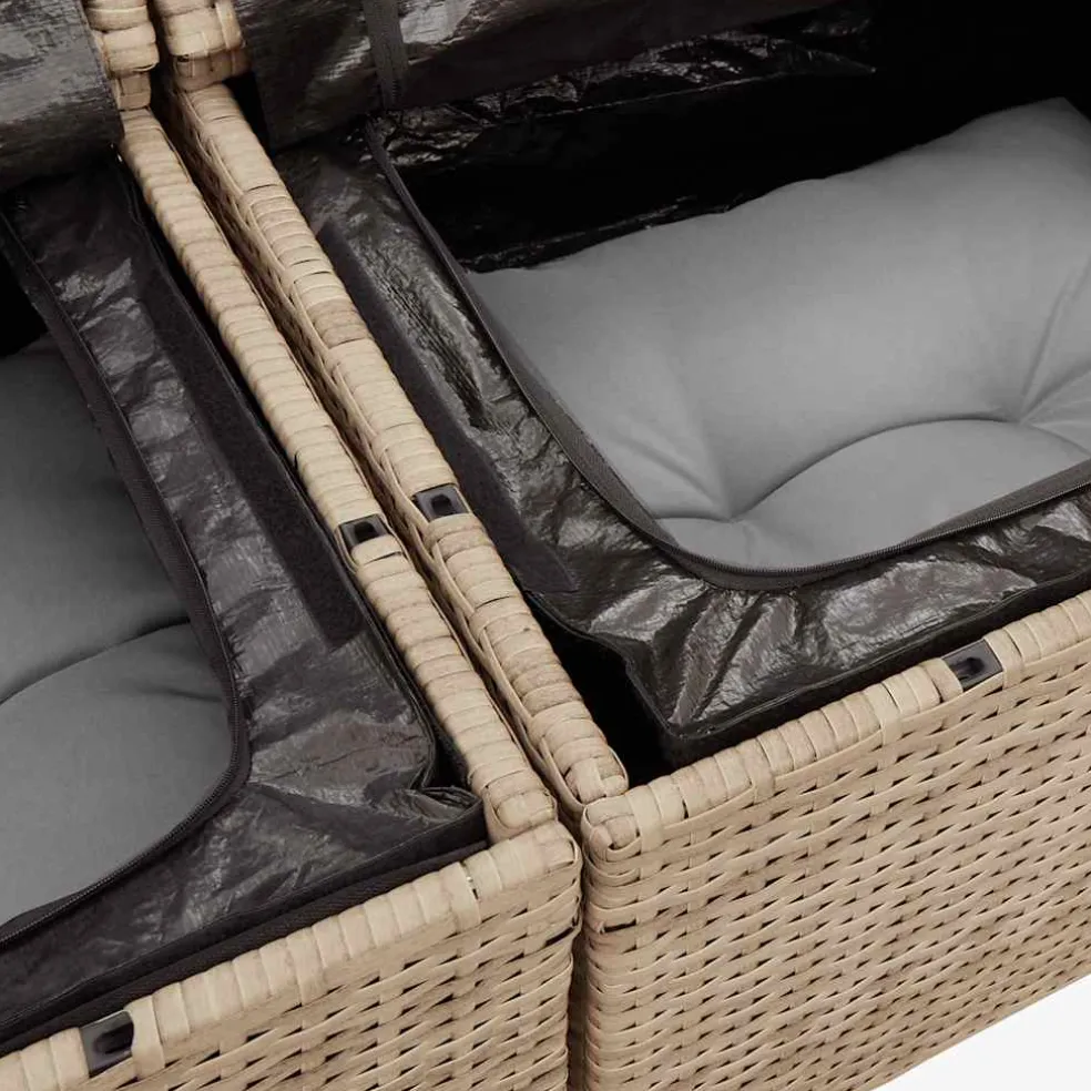 vidaXL Tuinbank 2-zits met kussens poly rattan beige