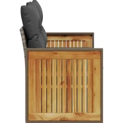 vidaXL Tuinbank 2-zits met kussens poly rattan grijs