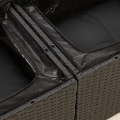 vidaXL Tuinbank 2-zits met kussens poly rattan zwart