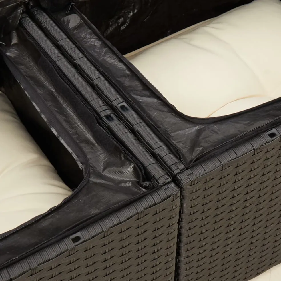 vidaXL Tuinbank 2-zits met kussens poly rattan zwart
