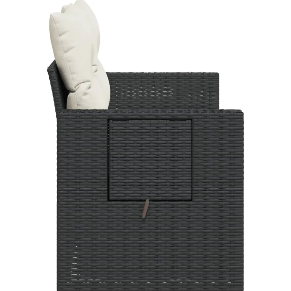vidaXL Tuinbank 2-zits met kussens poly rattan zwart
