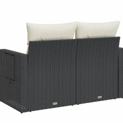 vidaXL Tuinbank 2-zits met kussens poly rattan zwart