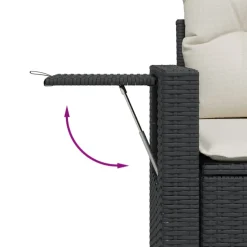 vidaXL Tuinbank 2-zits met kussens poly rattan zwart