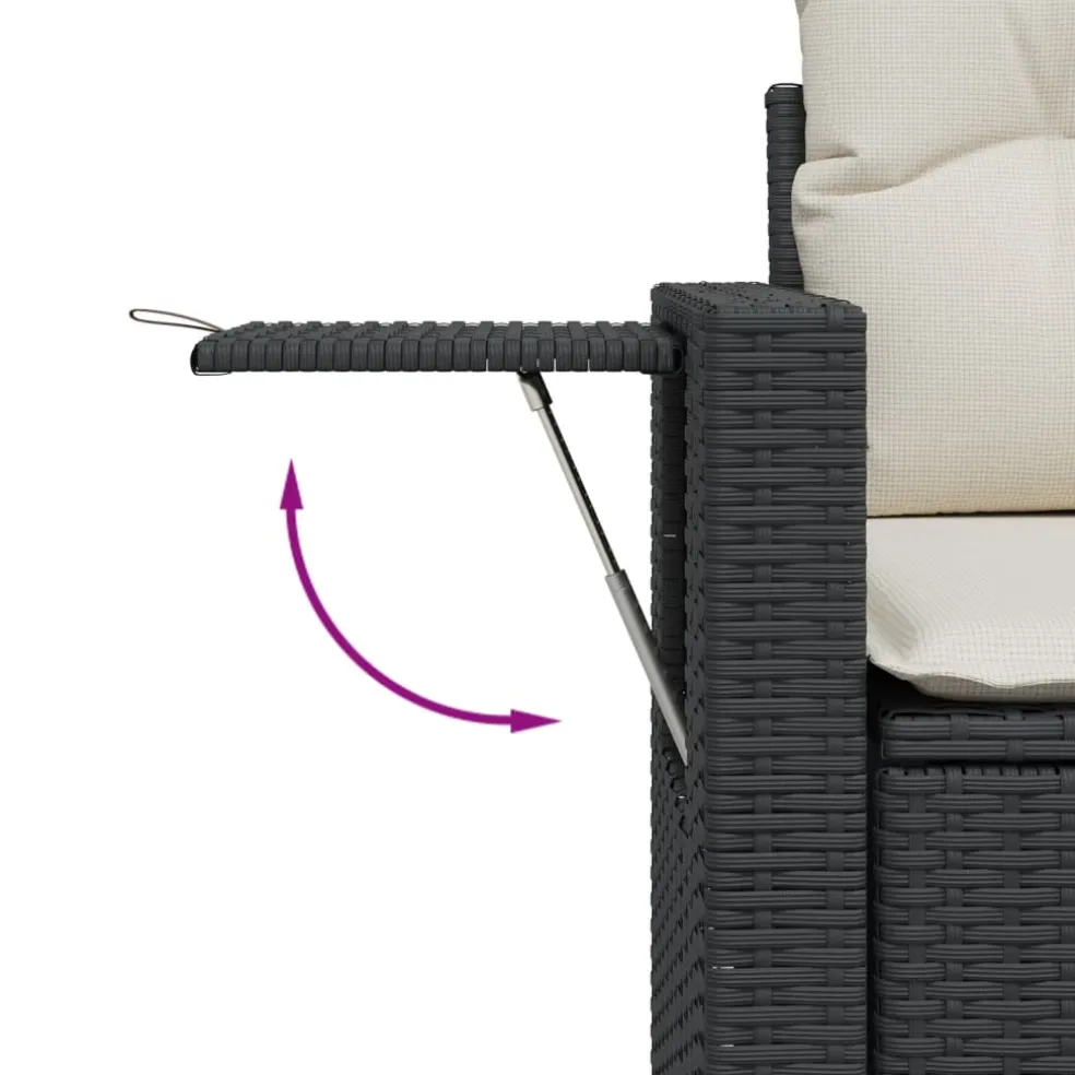 vidaXL Tuinbank 2-zits met kussens poly rattan zwart