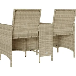 vidaXL Tuinbank 2-zits met tafel en kussens poly rattan lichtgrijs