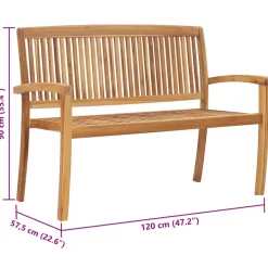 vidaXL Tuinbank 2-zits stapelbaar 120 cm massief teakhout