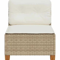 vidaXL Tuinbank zonder armleuning met kussens poly rattan beige