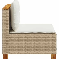 vidaXL Tuinbank zonder armleuning met kussens poly rattan beige