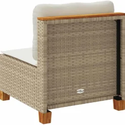 vidaXL Tuinbank zonder armleuning met kussens poly rattan beige