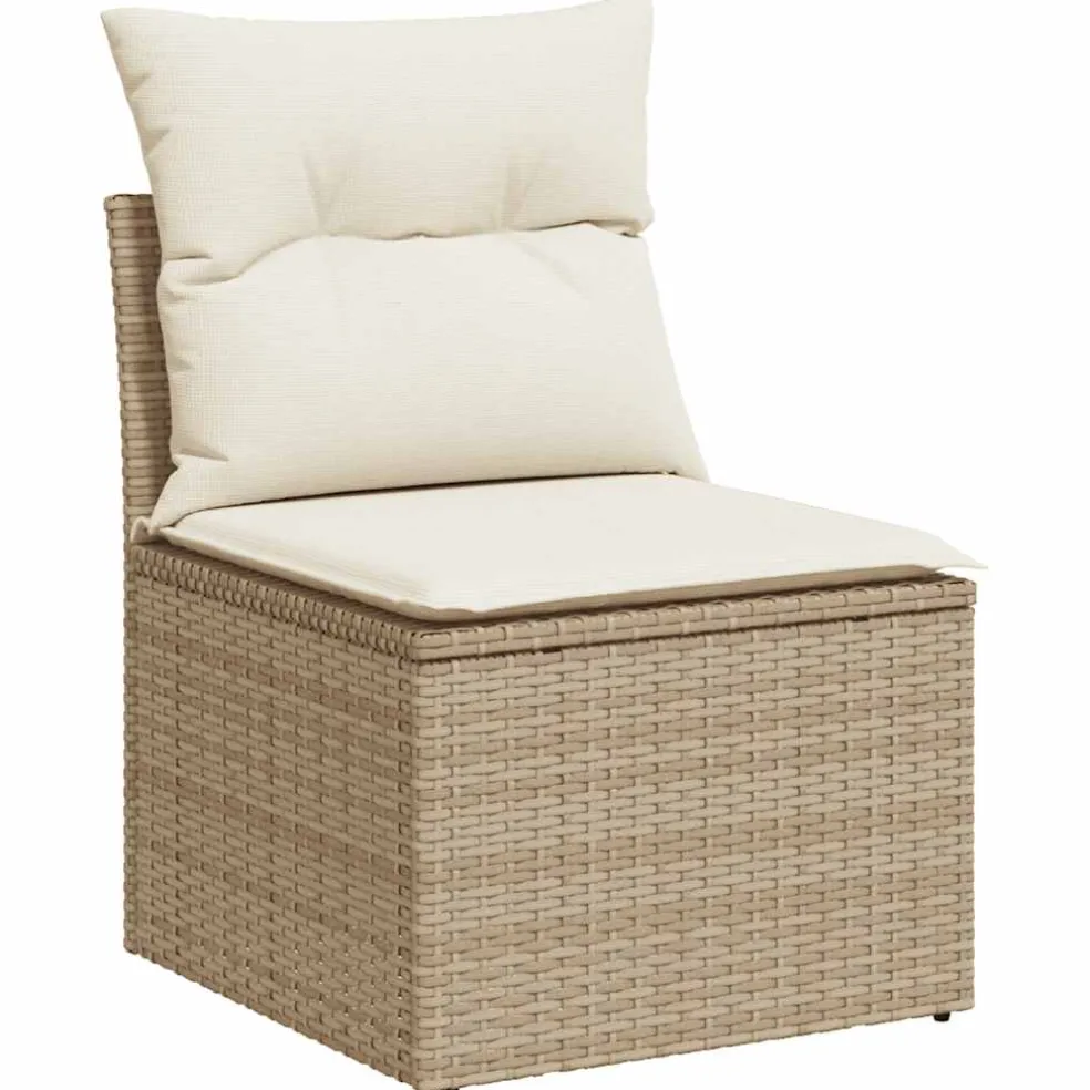 vidaXL Tuinbank zonder armleuning met kussens poly rattan beige