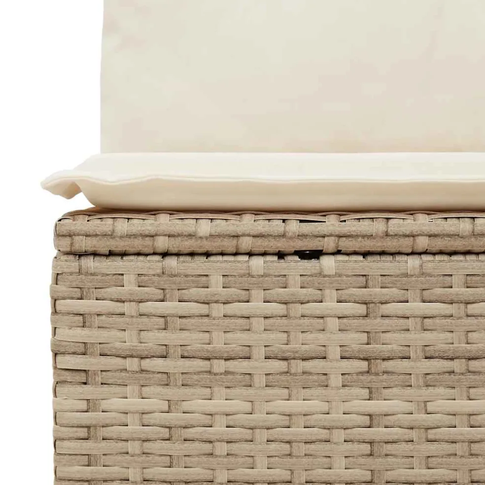 vidaXL Tuinbank zonder armleuning met kussens poly rattan beige