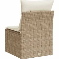 vidaXL Tuinbank zonder armleuning met kussens poly rattan beige