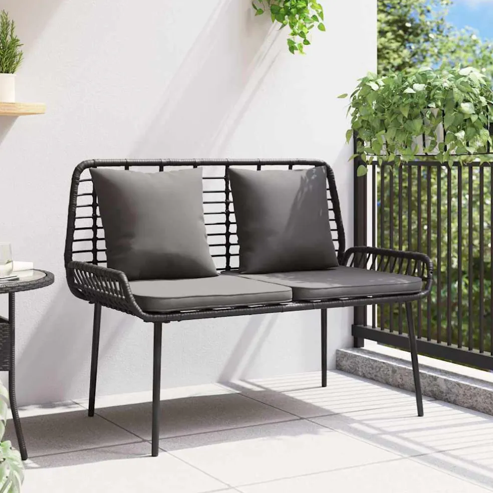 vidaXL Tuinbank Zwart en Anthraciet poly rattan