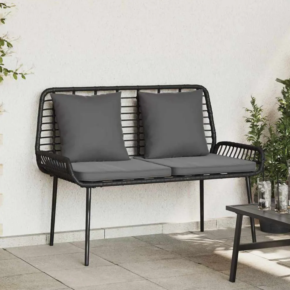 vidaXL Tuinbank Zwart en Anthraciet poly rattan