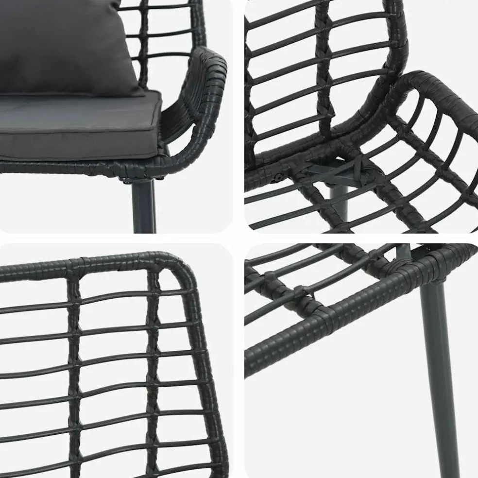 vidaXL Tuinbank Zwart en Anthraciet poly rattan