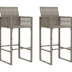 vidaXL Tuinbarkrukken 2 st poly rattan grijs