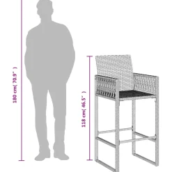 vidaXL Tuinbarkrukken 2 st poly rattan grijs