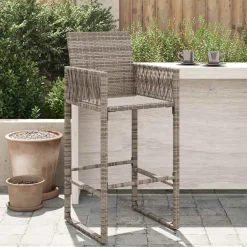 vidaXL Tuinbarkrukken 2 st poly rattan grijs