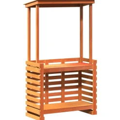 vidaXL Tuinbartafel met dak bruin 112,5x57x195,5 cm massief hout