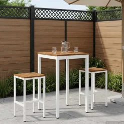 vidaXL Tuinbar Tafel NAARDEN Natuurlijk en Wit 60 x 60,5 x 105 cm