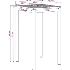 vidaXL Tuinbar Tafel NAARDEN Wit en zwart 60 x 60,5 x 105 cm