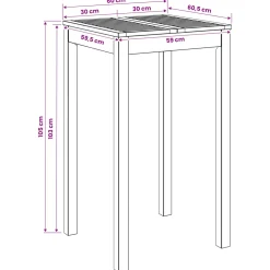 vidaXL Tuinbar Tafel Wit 60 x 60,5 x 105 cm Massief Acaciahout