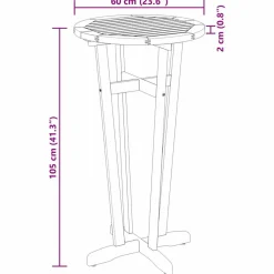 vidaXL Tuinbartafel Ø 60x105 cm massief acaciahout