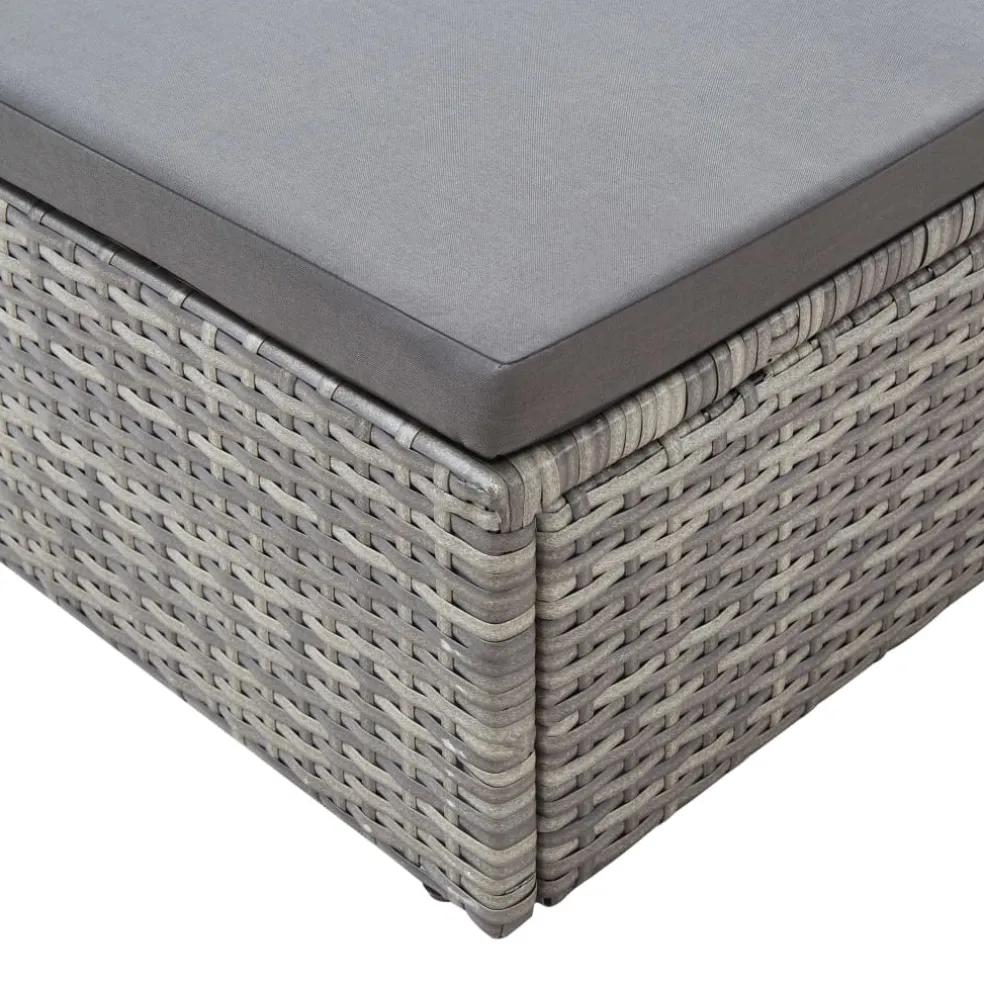 vidaXL Tuinbed met luifel poly rattan gemengd grijs