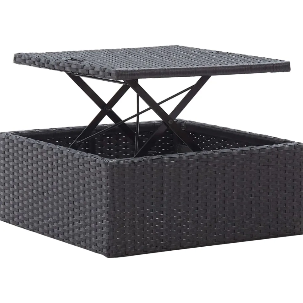 vidaXL Tuinbed met luifel poly rattan zwart