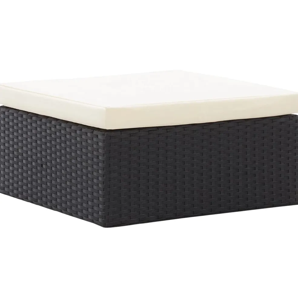 vidaXL Tuinbed met luifel poly rattan zwart