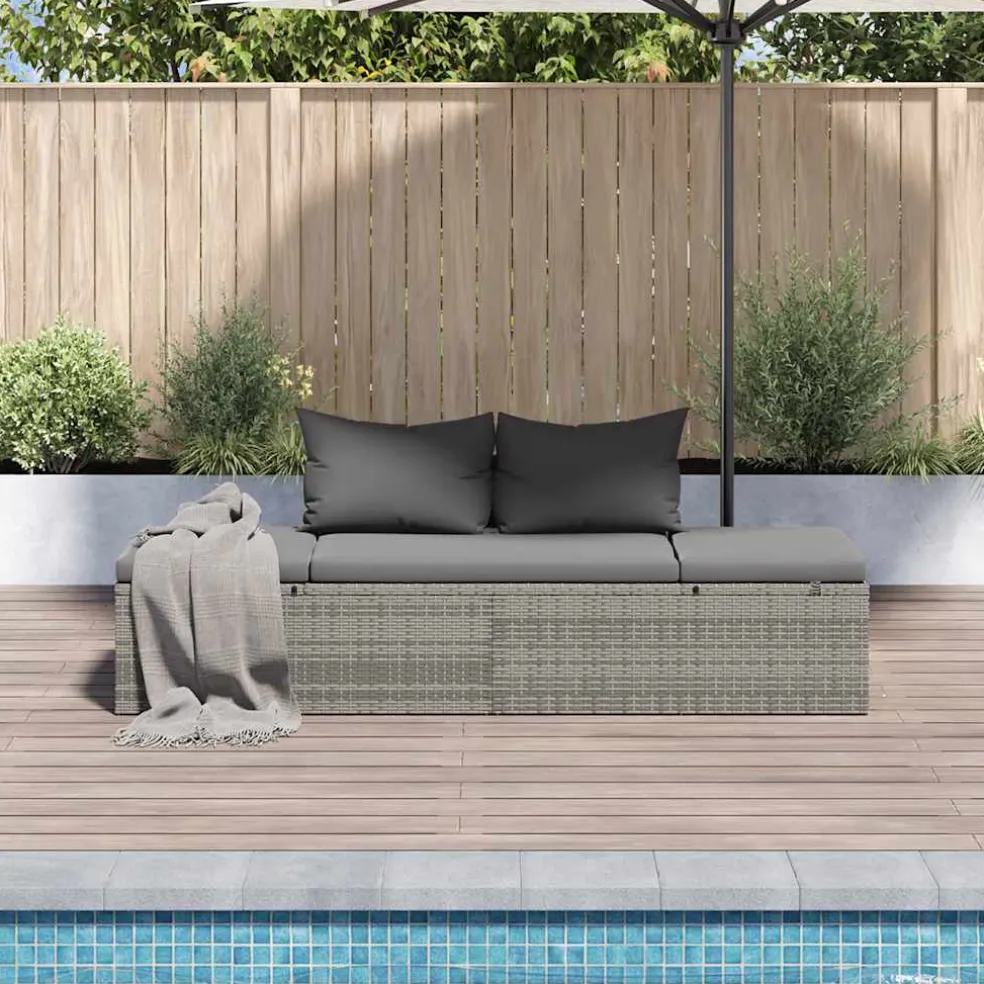 vidaXL Tuinbed 195x60 cm poly rattan grijs