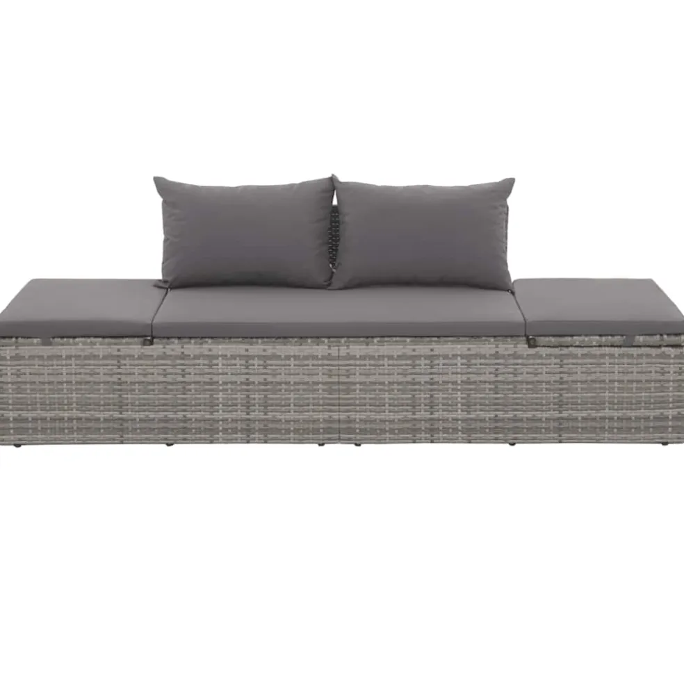 vidaXL Tuinbed 195x60 cm poly rattan grijs
