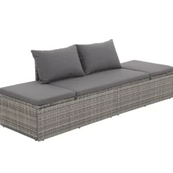 vidaXL Tuinbed 195x60 cm poly rattan grijs