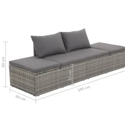 vidaXL Tuinbed 195x60 cm poly rattan grijs