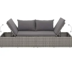 vidaXL Tuinbed 195x60 cm poly rattan grijs