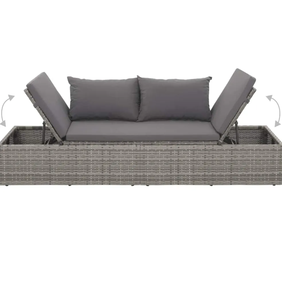 vidaXL Tuinbed 195x60 cm poly rattan grijs