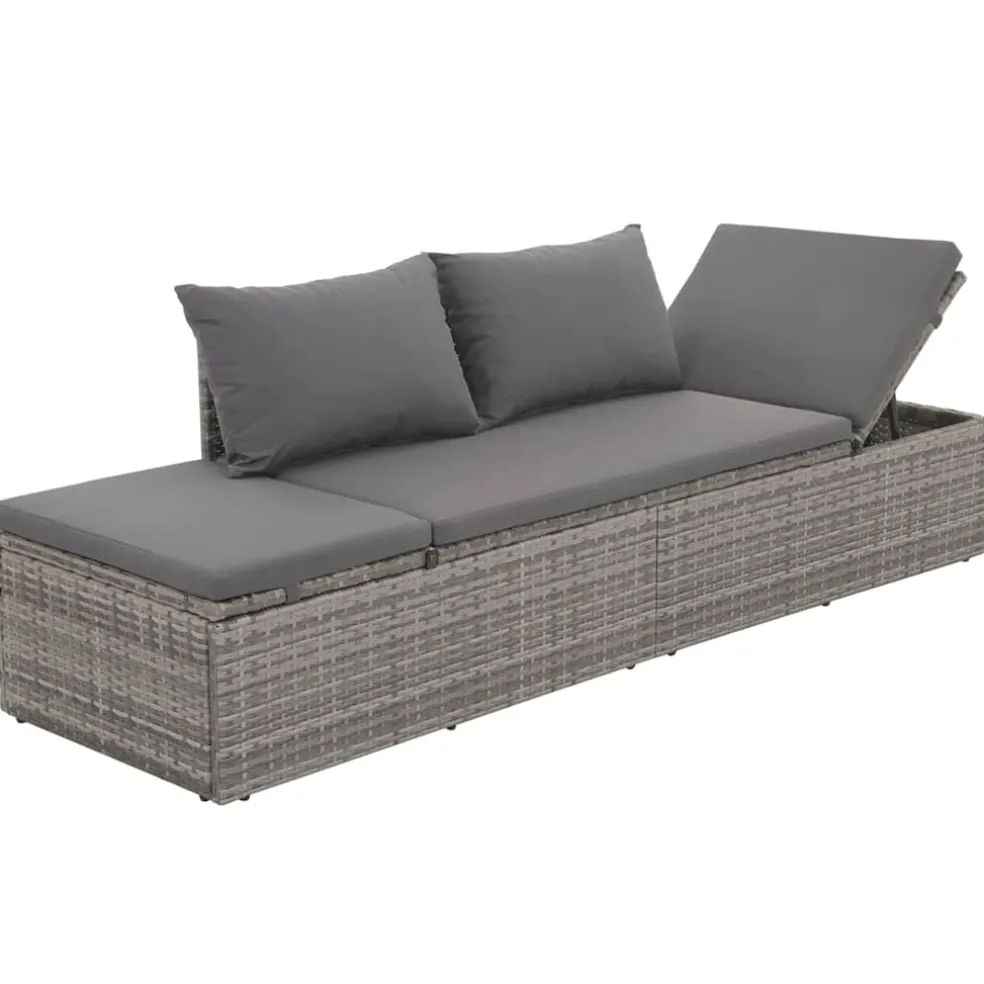 vidaXL Tuinbed 195x60 cm poly rattan grijs