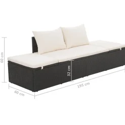 vidaXL Tuinbed 195x60 cm poly rattan zwart