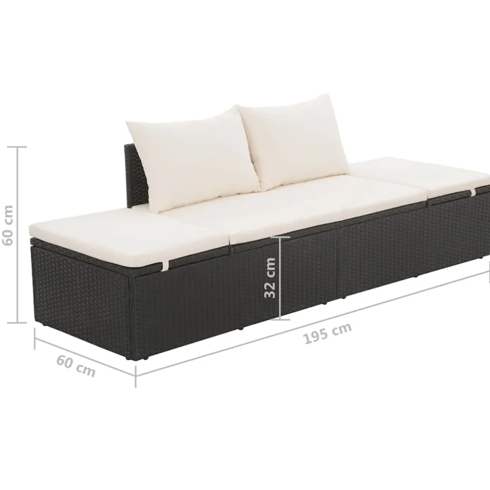 vidaXL Tuinbed 195x60 cm poly rattan zwart