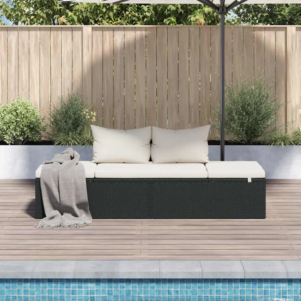 vidaXL Tuinbed 195x60 cm poly rattan zwart